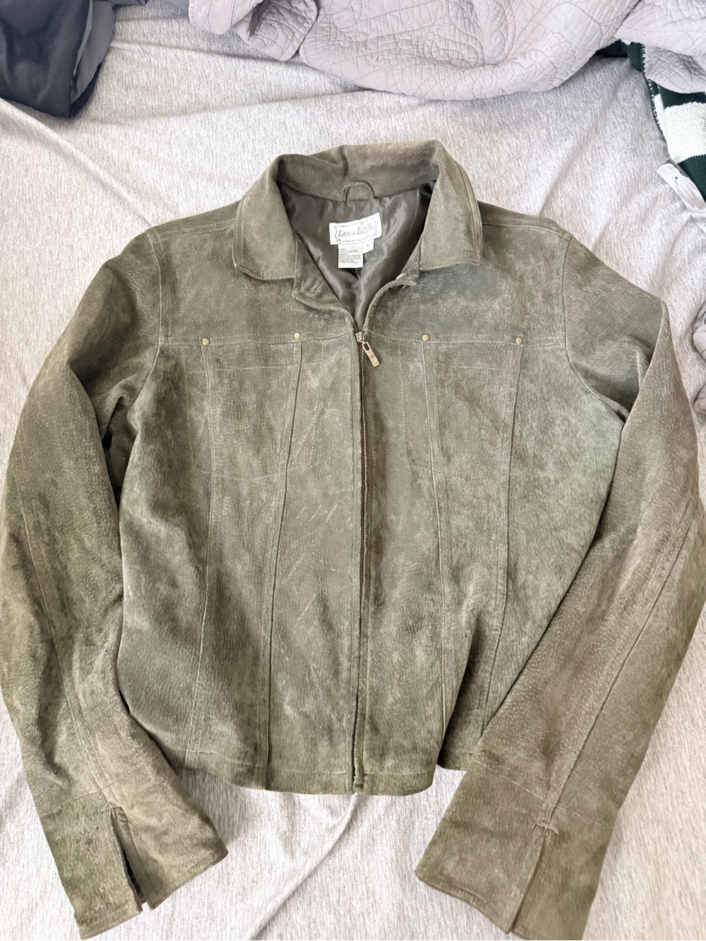 Live a Little Olive Green Suede Zip Jacket